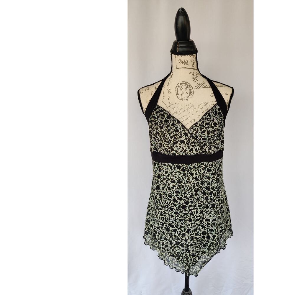 Vintage Max Studio‎ Y2K 90's Halter Sleeveless Babydoll Top Size M Black